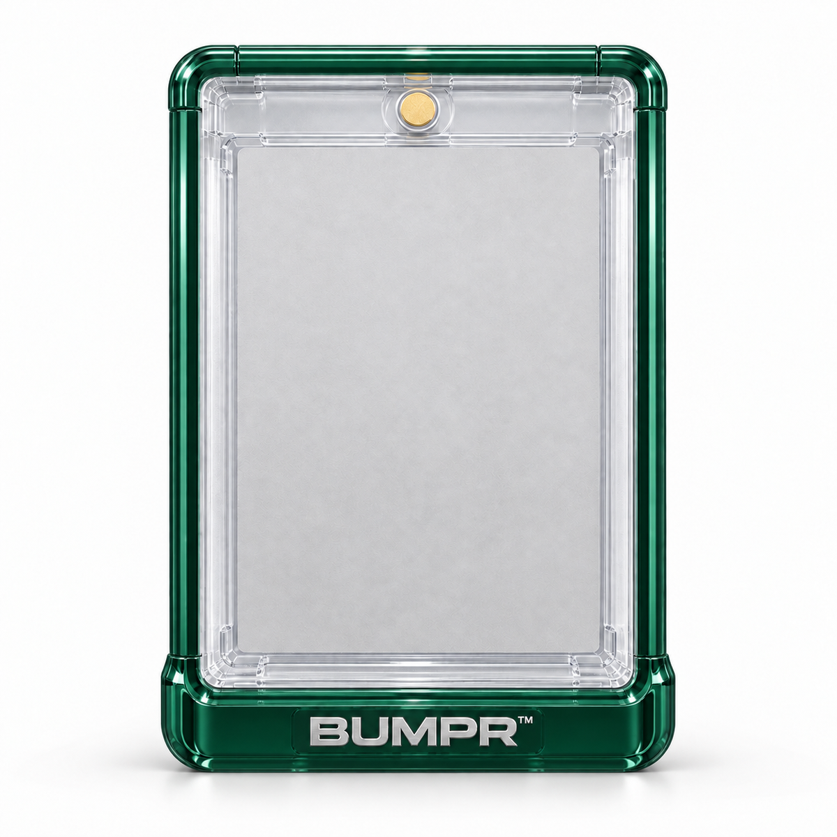 BUMPR™ outer bumper fitted around a One-Touch trading card case